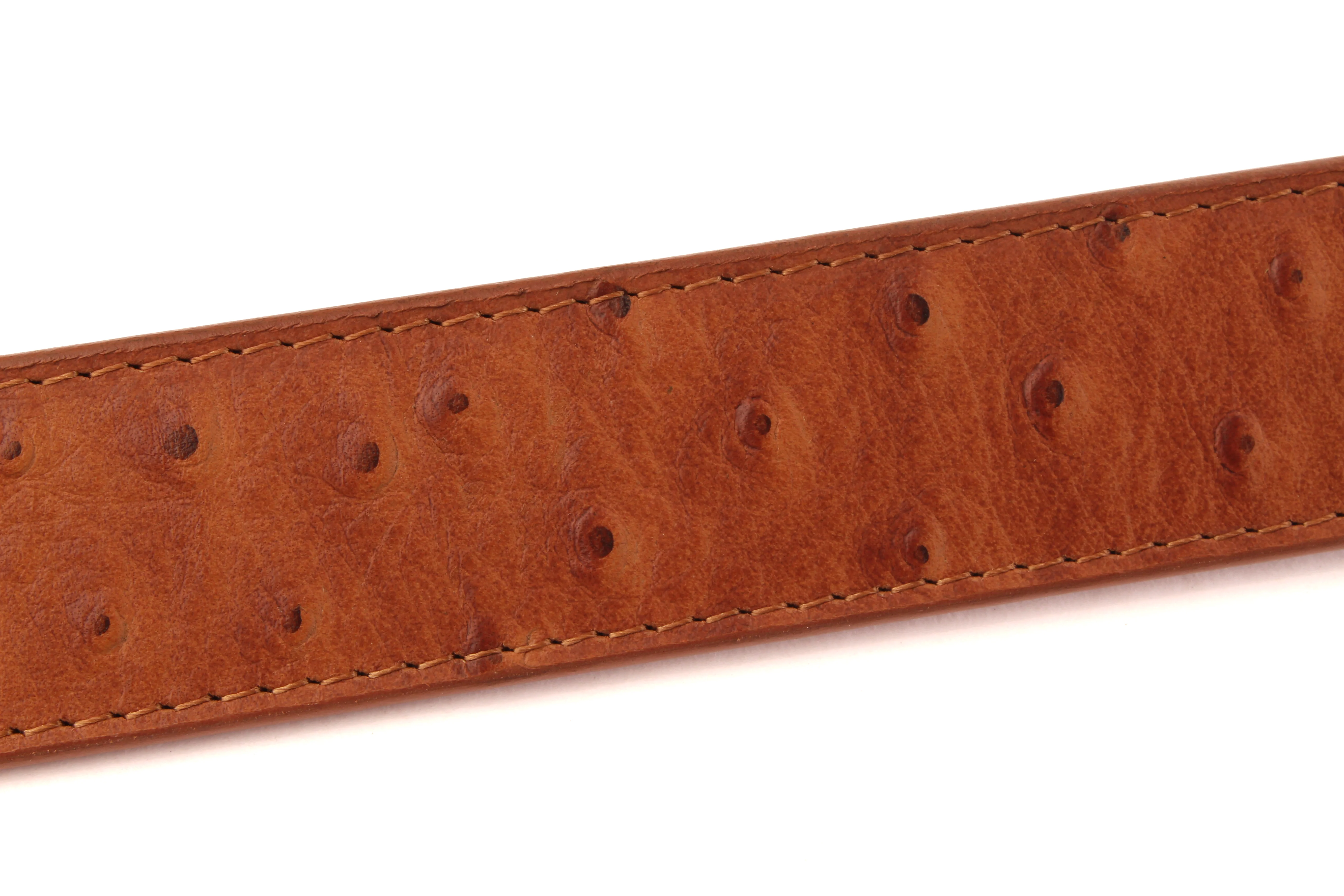 1.5" Tan Ostrich-Embossed Leather Strap - Image 5