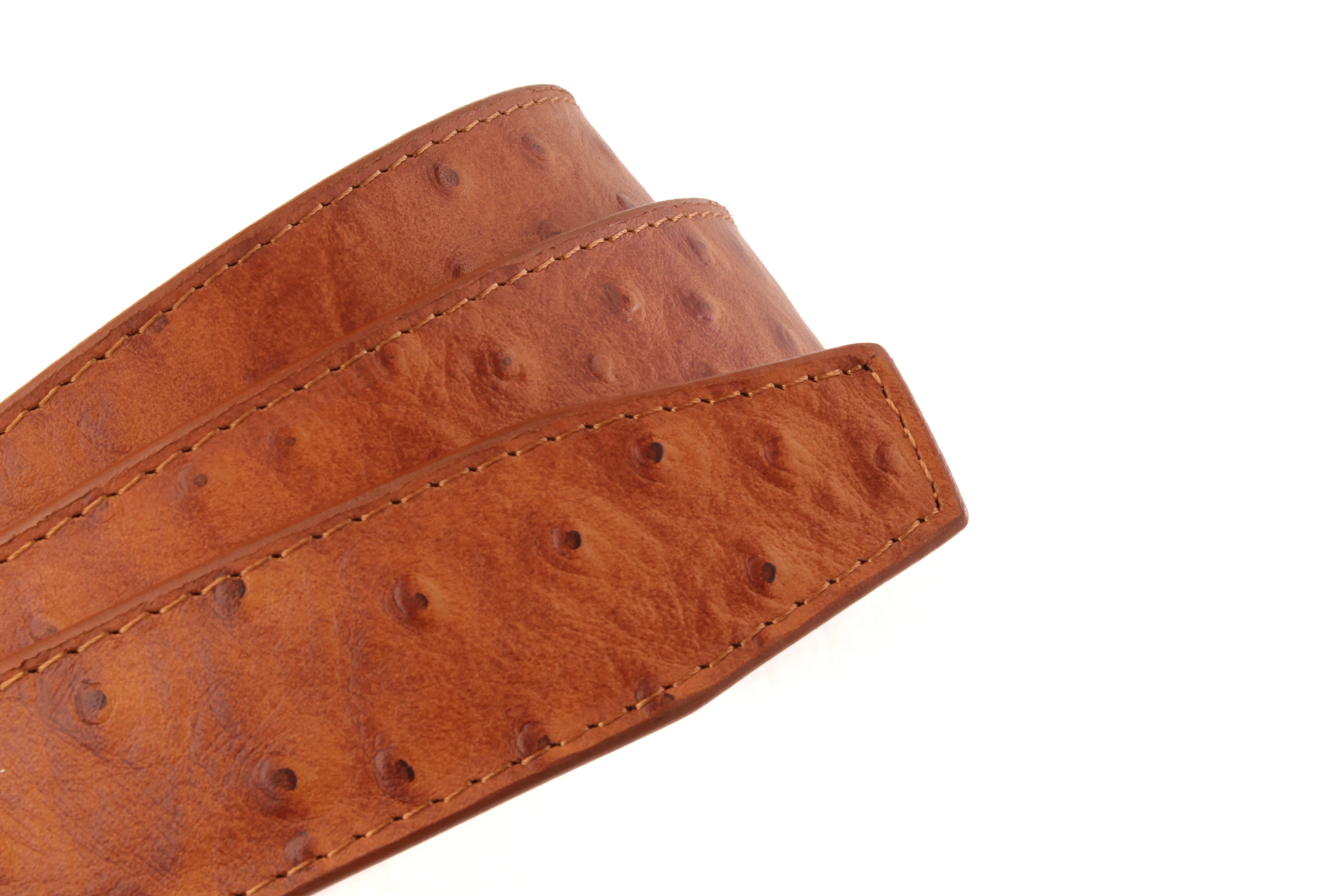 1.5" Tan Ostrich-Embossed Leather Strap - Image 6
