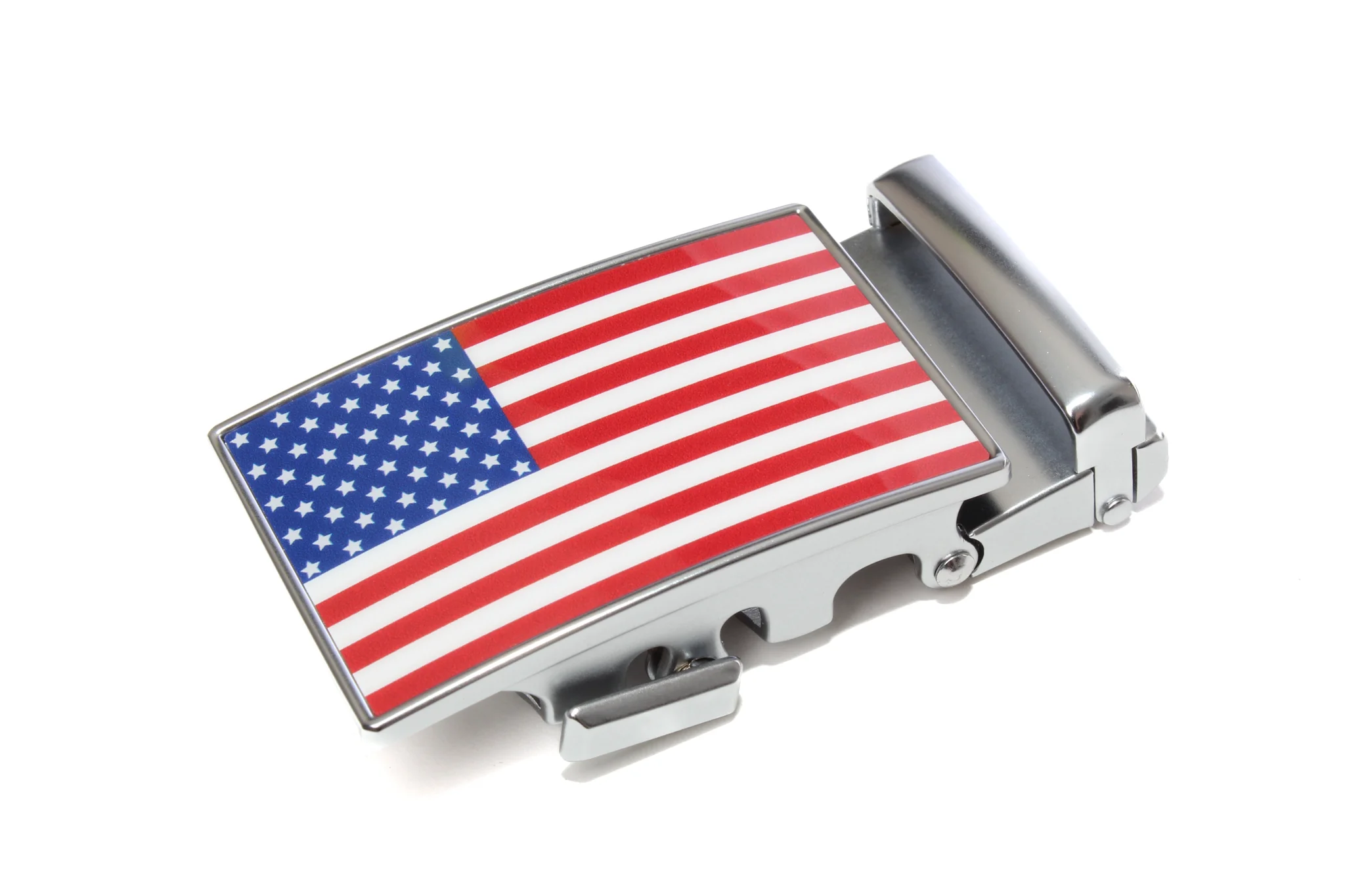 1.5" USA Flag Buckle - Full Color - in Matte Silver - Image 3