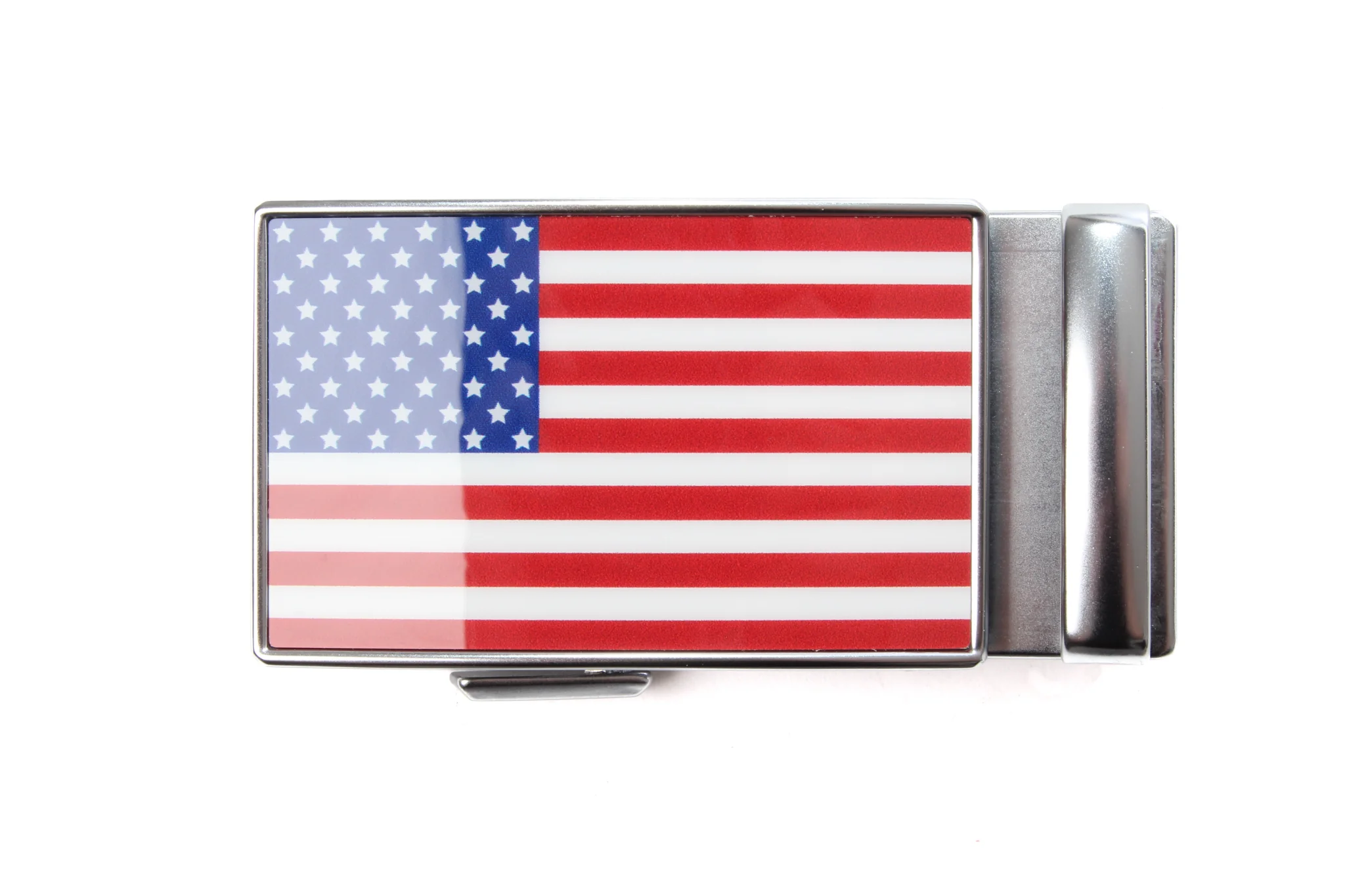 1.5" USA Flag Buckle - Full Color - in Matte Silver - Image 4