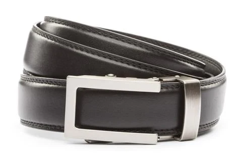 1.25" Black Formal Leather Strap w/ Traditional Buckle in Gunmetal